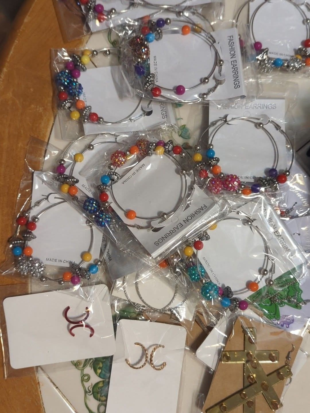 Multicolor Beaded Hoop Earrings - Women's Fashion Jewelry